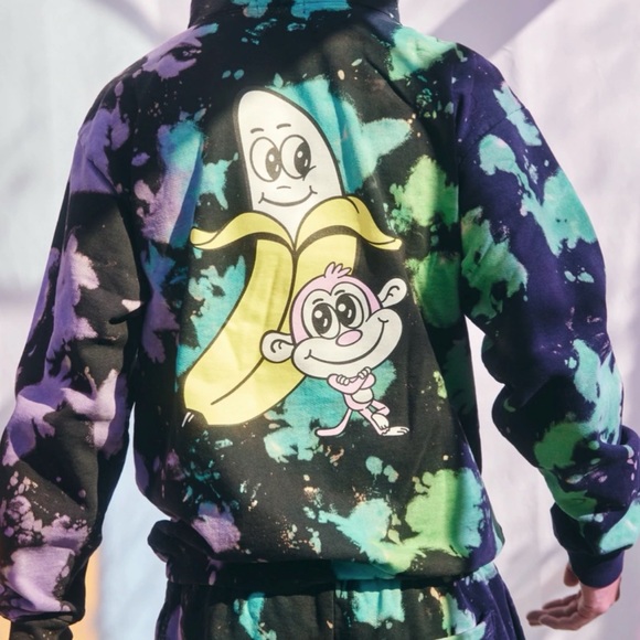 Bananas Monkey 2 DYE 4 Men's Hoodie Ac family Heavyweight Black - Picture 3 of 6